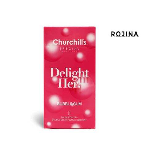 Churchills Delight Her Bubble Gum Condoms 12Pcs copy - کاندوم نازک چرچیلز تأخیری و دابل روان کننده وانیل بسته 12 عددی