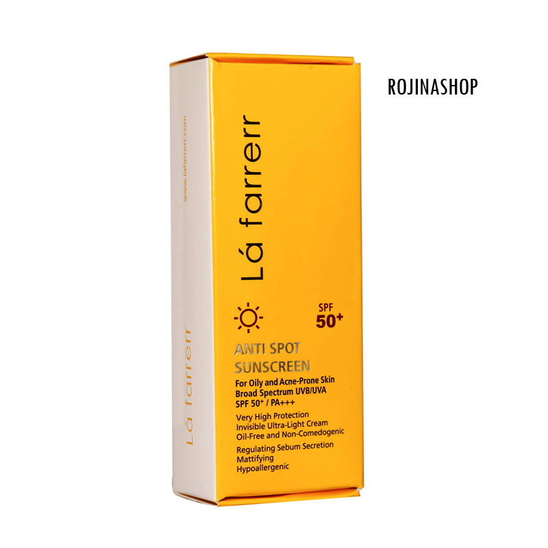 کرم ضد آفتاب و ضد لک بی رنگ لافارر مناسب پوست چرب و مستعد آکنه SPF50