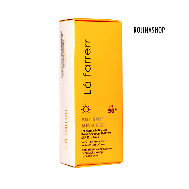 کرم ضد آفتاب و ضد لک بی رنگ لافارر مناسب پوست خشک SPF50